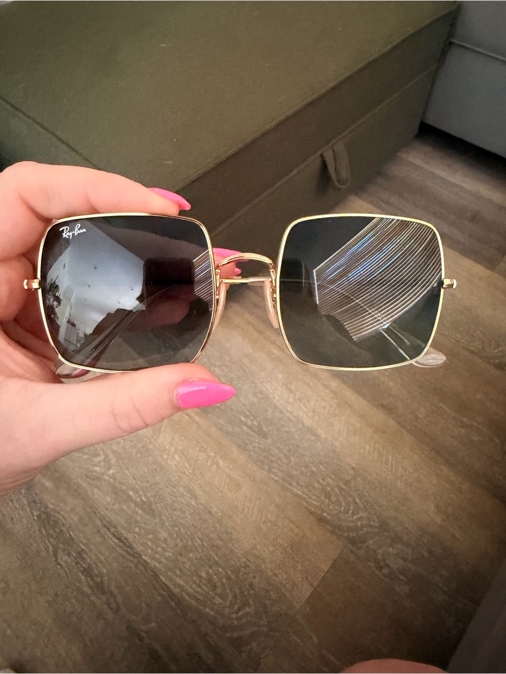 Ray-Ban Women's Gold Frame Sunglasses with Gray Lenses RB1971